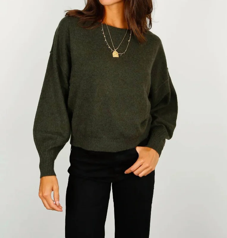 Abby Balloon Sweater In Army Green