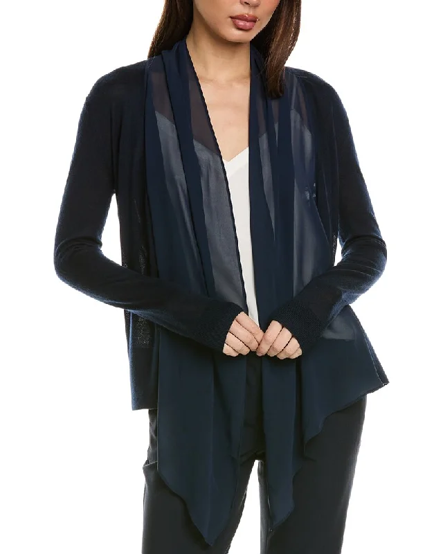 St. John Drape Collar Wool-Blend Cardigan