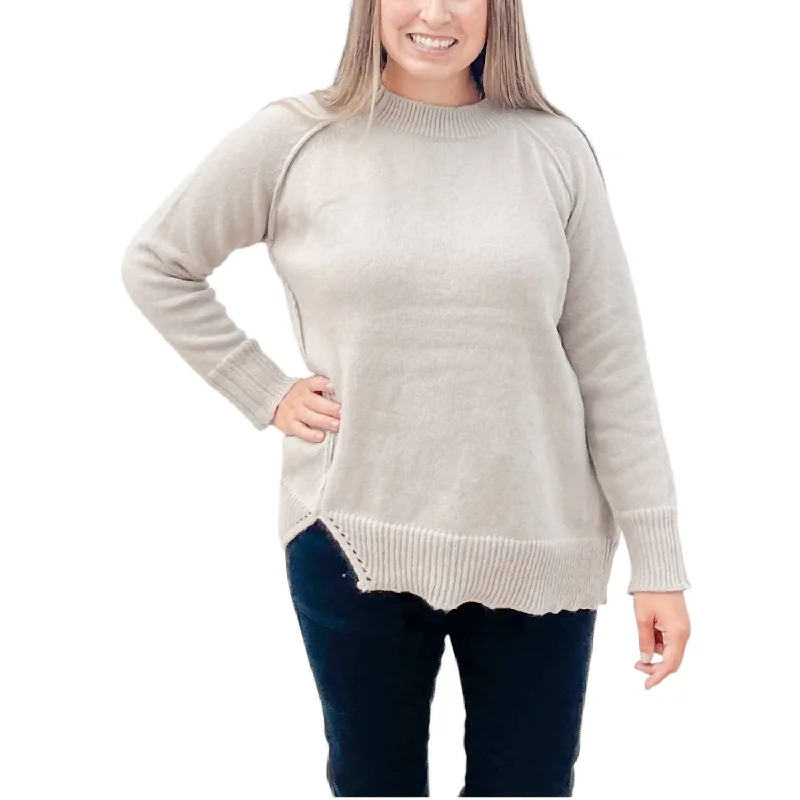 Uneven Hem Sweater In Cream