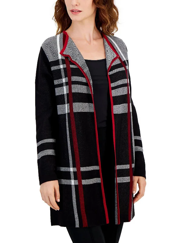 Womens Striped Open Front Cardigan Sweater