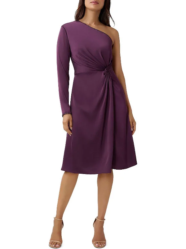 Womens Twist Front Midi Cocktail and Party Dress