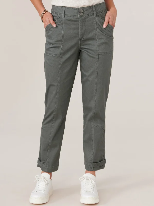 "Ab"solution High Rise Snap Hem Petite Utility Pant