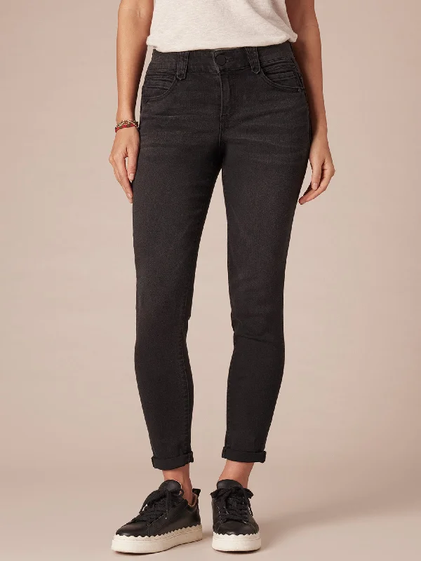 "Ab"solution® Black Denim Petite Ankle Skimmer Jeans