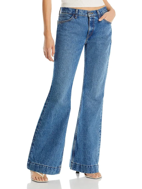 Womens Low Rise Solid Flared Jeans