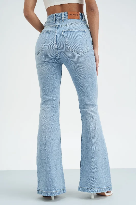 Blue Cascade Distressed Bootcut Jeans