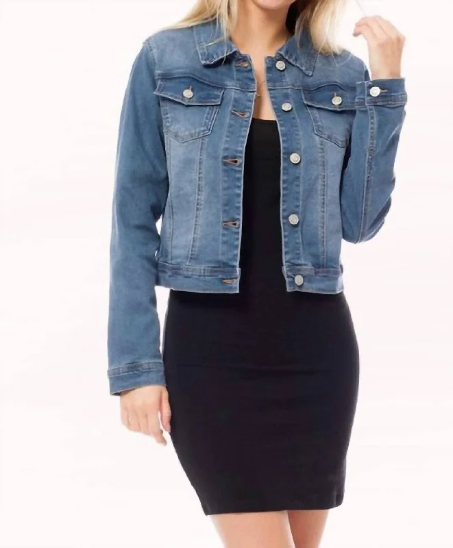 Classic Denim Jacket In Medium Washed Blue