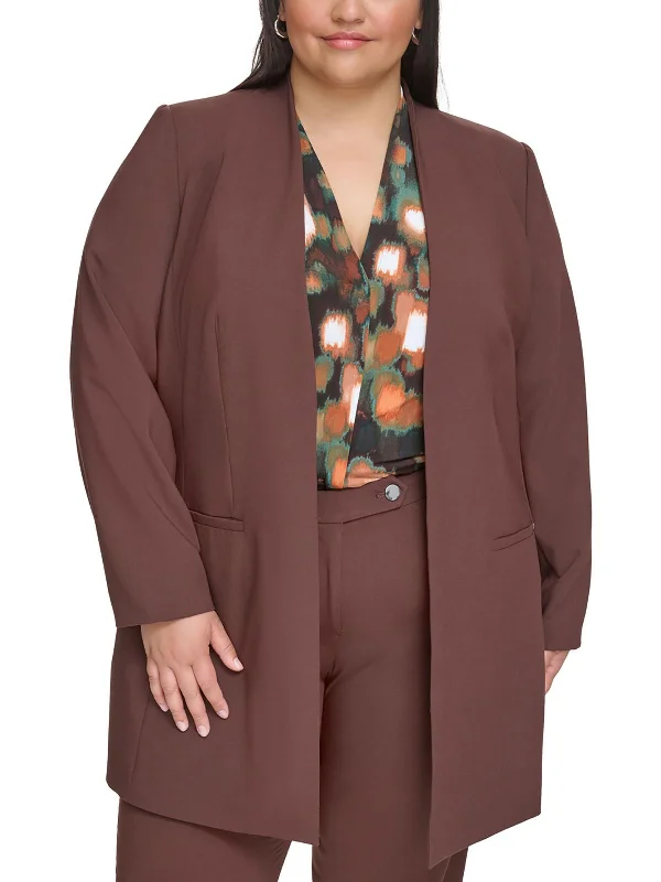 Plus Womens Suit Separate Office Open-Front Blazer