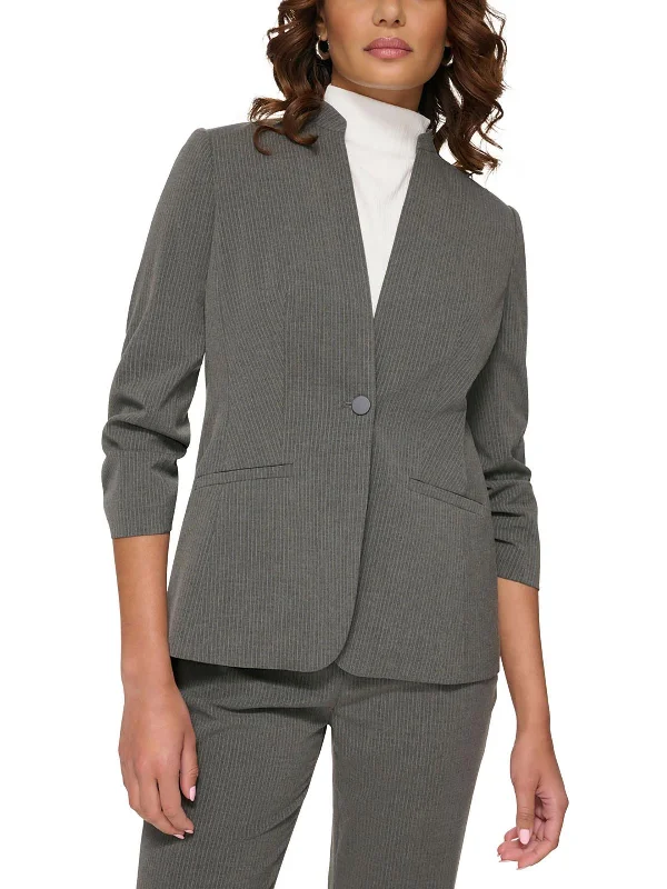 Womens Suit Separate Pinstripe One-Button Blazer