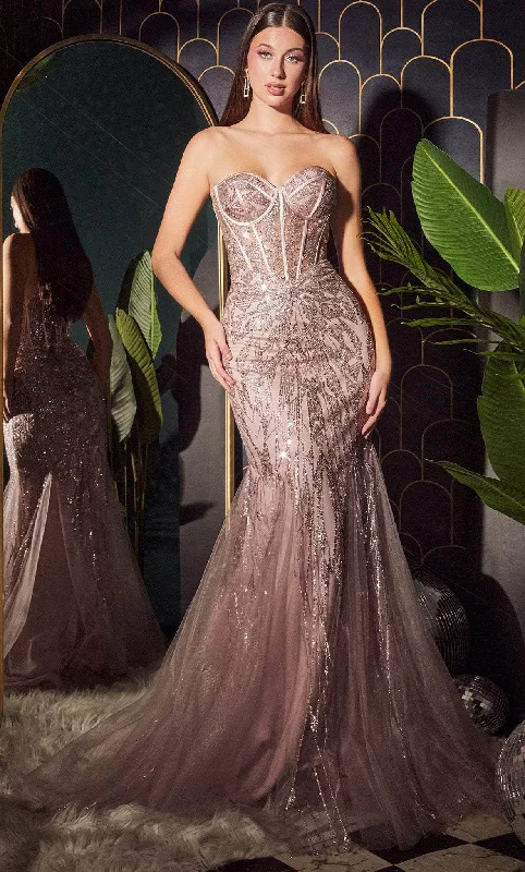 Ladivine CB116 - Strapless Beaded Mermaid Prom Gown