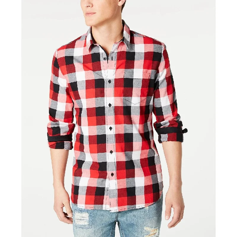 American Rag Men's Milford Regular-Fit Check Shirt Red Size Medium