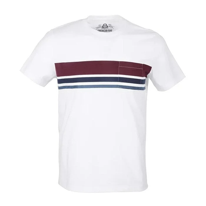 American Rag Men's Striped Chest Pocket T-Shirt White Size XX-Large