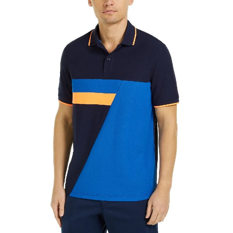 Club Room Men's Colorblocked Performance Polo Shirt Dark Blue Size Large