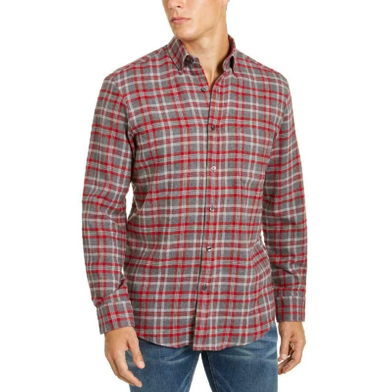 Club Room Men's Flannel Shirt Gray Size Medium