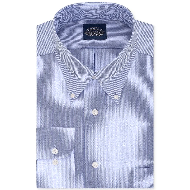 Eagle Men's Big & Tall Classic-Fit Stretch Collar Non-Iron Blue Stripe Dress Shirt Blue Size 17-37-38