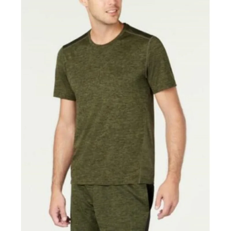 ID Ideology Men's Core Crew Neck Mesh-Back T-Shirt Green Size Medium