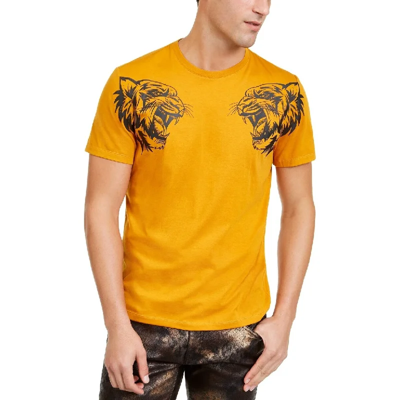 INC International Concepts Men's Dual Tiger T-Shirt Yellow Size Large