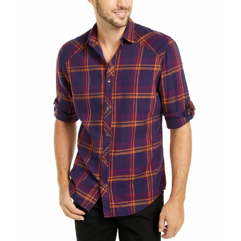 INC International Concepts Men's Marc Plaid Shirt Red Size Extra Large