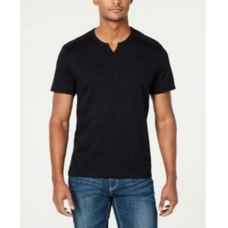 INC International Concepts Men's Ribbed Split Tee Black Size Small