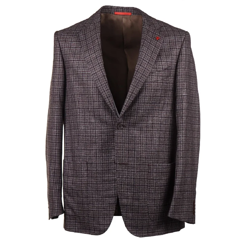 Isaia Layered Check Wool-Silk-Linen Sport Coat