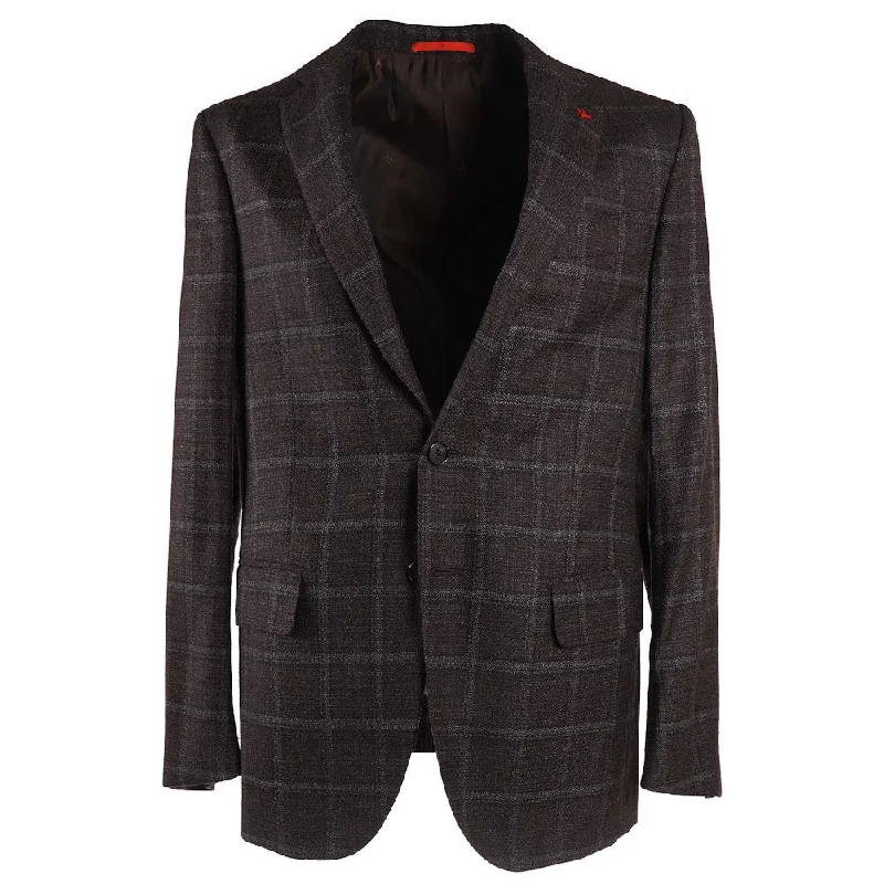 Isaia Windowpane Check Wool-Silk Sport Coat