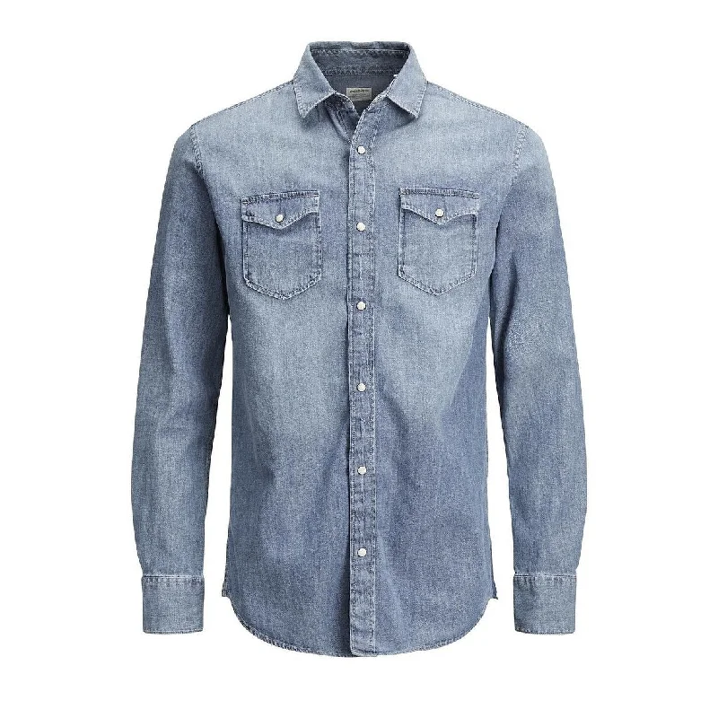 Jack & Jones Men's Sheridan Push Button Denim Shirt Med Blue Size Extra Large