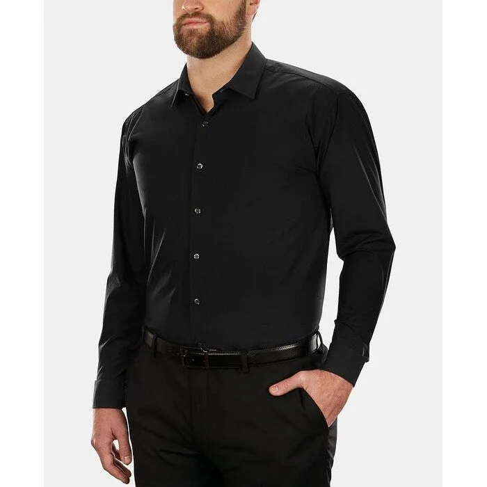 Kenneth Cole Reaction Men's Classic/Regular-Fit Solid Dress Shirt Black Size 32X33