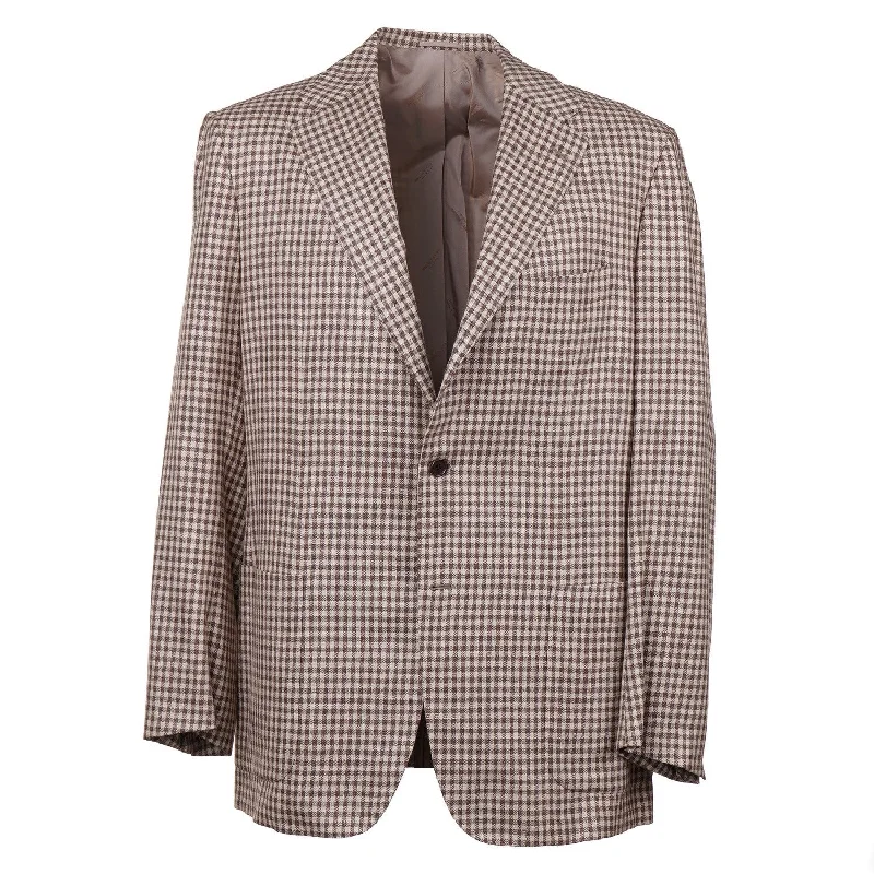 Kiton Layered Check Cashmere-Linen-Silk Sport Coat