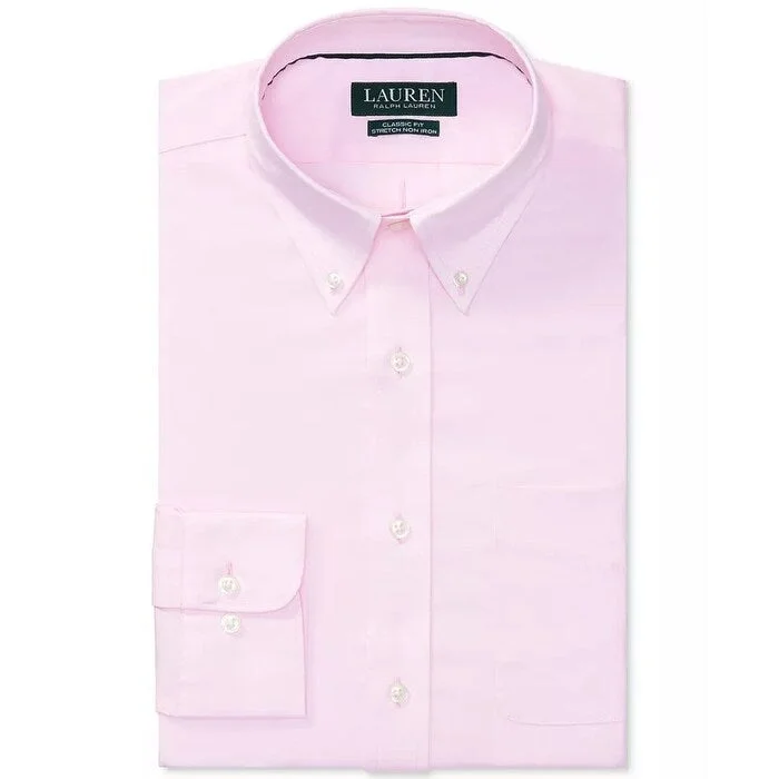 Lauren Ralph Lauren Men's Classic/Regular Fit Non-Iron Stretch Pinpoint Dress Shirt Pink Size 15.5X34-35