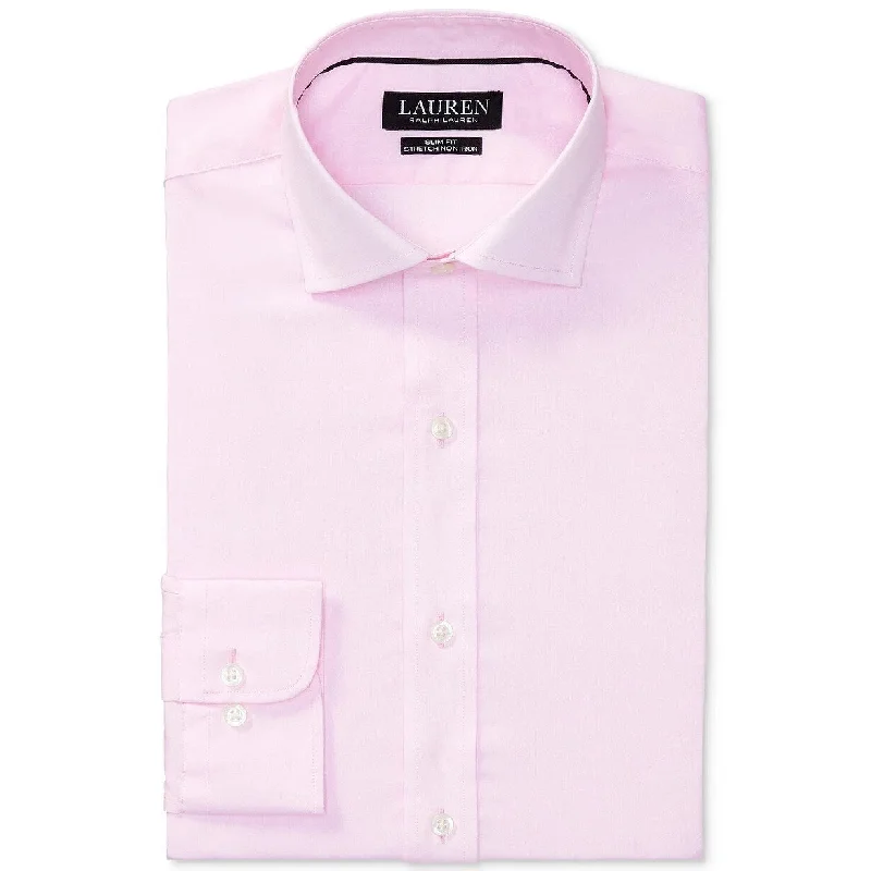 Lauren Ralph Lauren Men's Slim-Fit Non-Iron Stretch Pinpoint Dress Shirt Pink Size 17X34-35