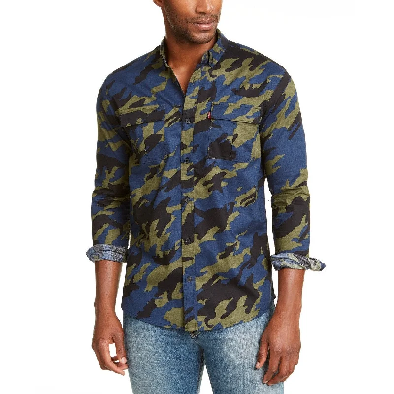 Levi's Men's Newski Camouflage Shirt Dark Green Size Extra Large