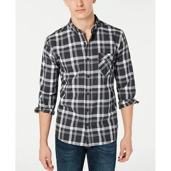 Levi's Men's Reese Plaid Shirt Grey Size Small