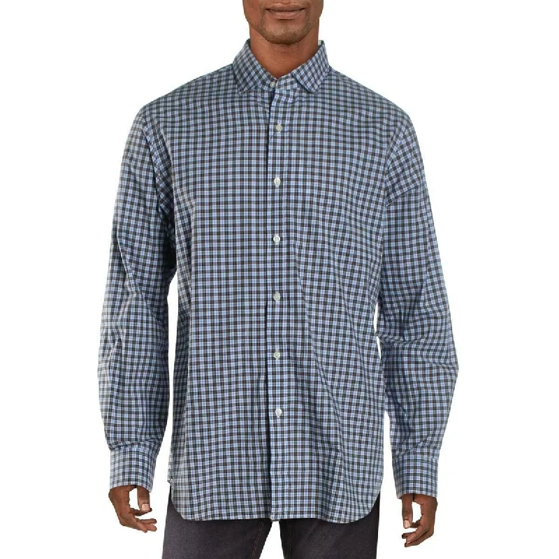 Ralph Lauren Men's Classic-Fit Plaid Poplin Shirt Blue Size Extra S - XS