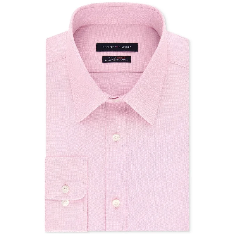 Tommy Hilfiger Men's Athletic Fit Performance Stretch Th Flex Collar Dress Shirt Pink Size 16X34-35" - 16X34-35