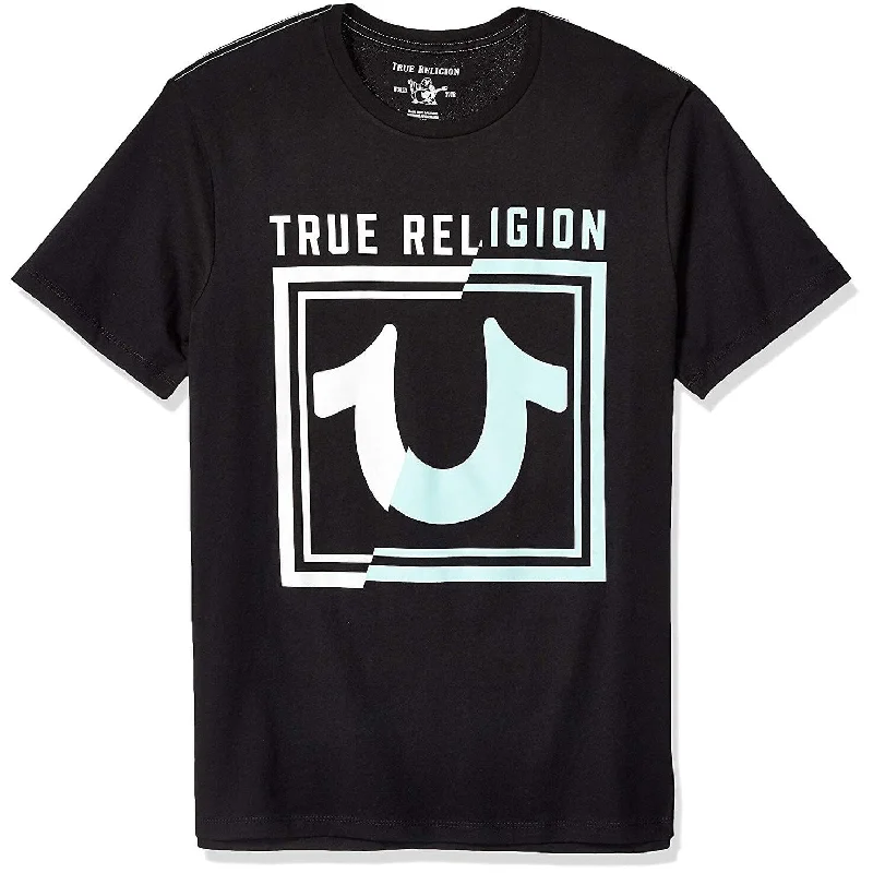 True Religion Men's Spliced Logo T-Shirt Black Size 2 Extra Large - XX-Large