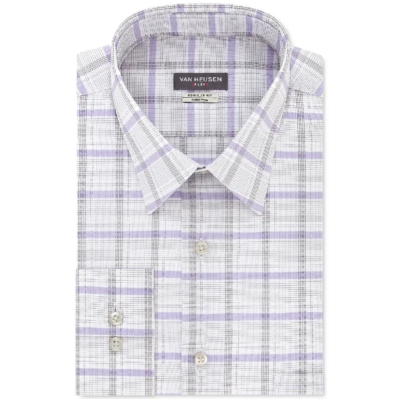 Van Heusen Men's Stretch Flex Check Dress Shirt Gray 16-32-33