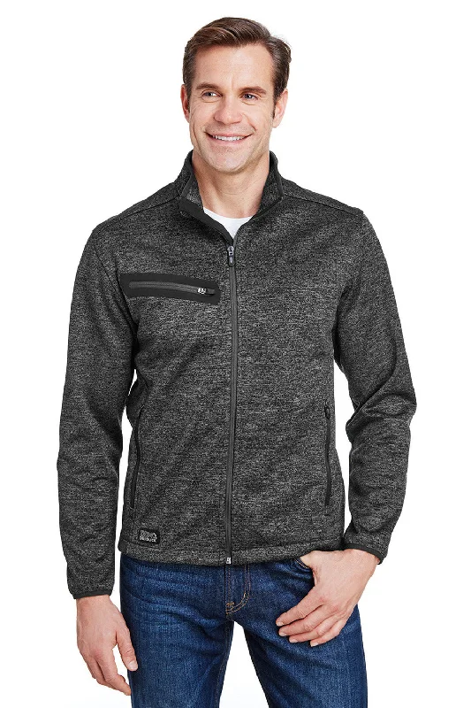 Dri Duck Mens Atlas Sweater Fleece Wind & Water Resistant Full Zip Jacket - Charcoal Grey