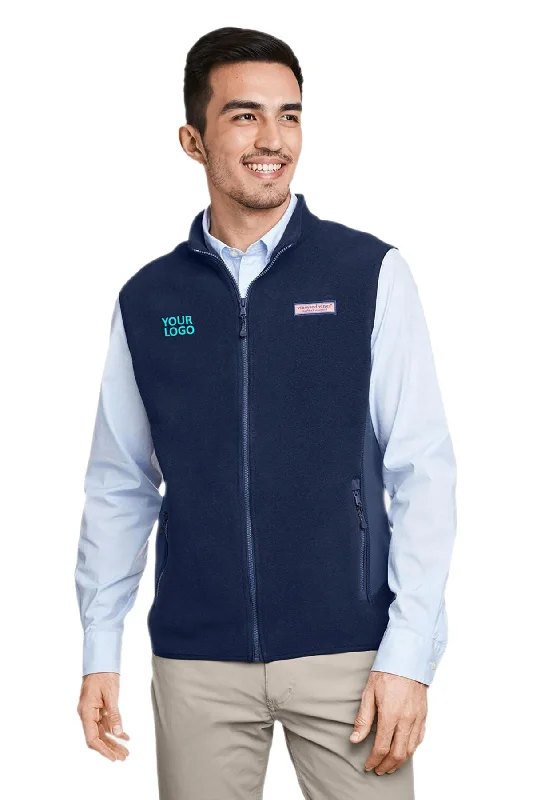 Vineyard Vines Custom Mens Harbor Fleece Vests, Vineyard Navy