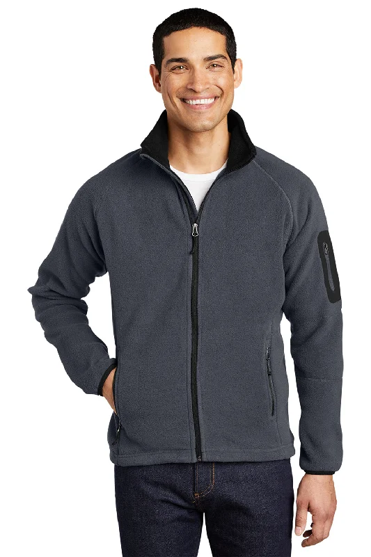 Port Authority Mens Full Zip Fleece Jacket - Battleship Grey/Black