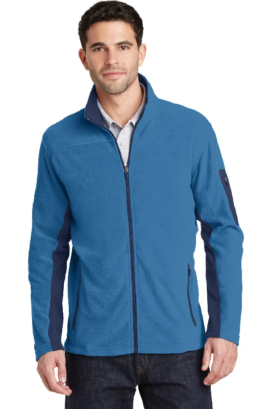 Port Authority Mens Summit Full Zip Fleece Jacket - Regal Blue/Dress Navy Blue - Closeout