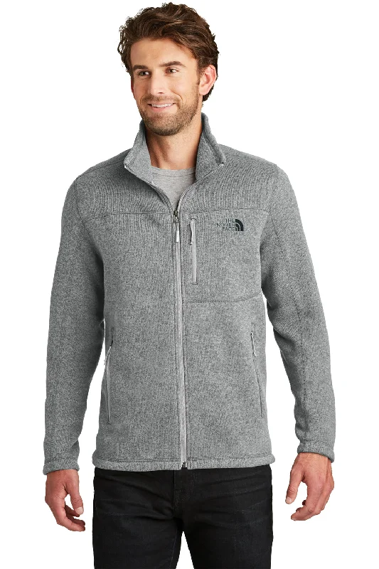 The North Face Mens Full Zip Sweater Fleece Jacket - Heather Medium Grey