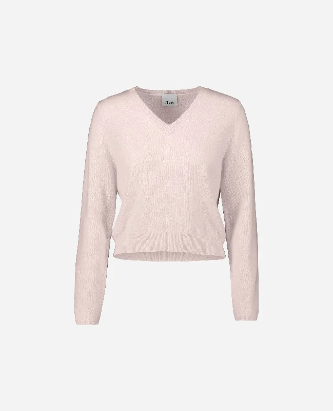 V-Pullover aus Cashmere in Rose