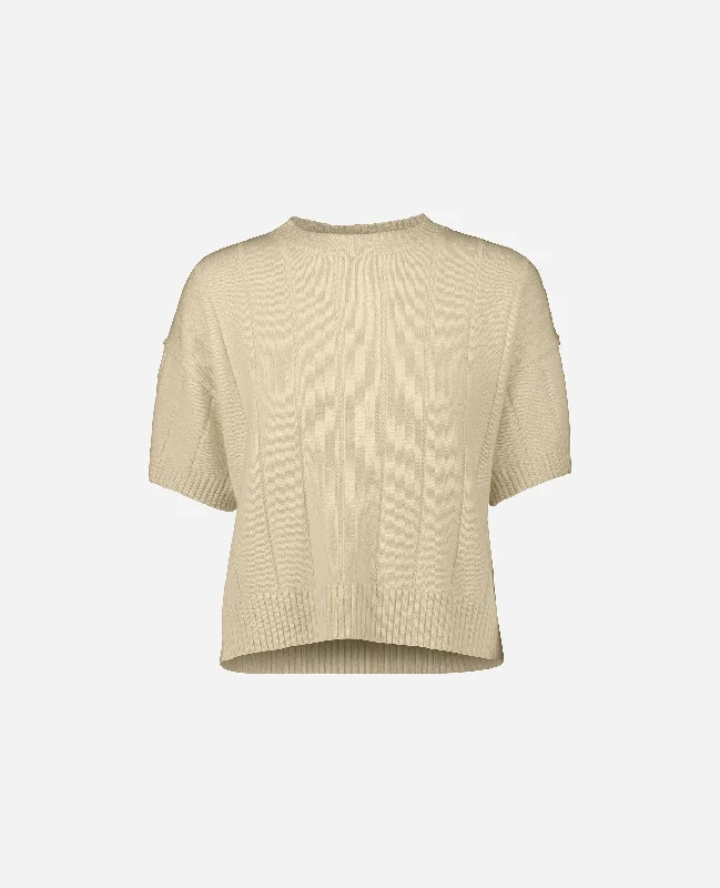 Rundhals Pullover aus Cashmere-Mischung in Beige