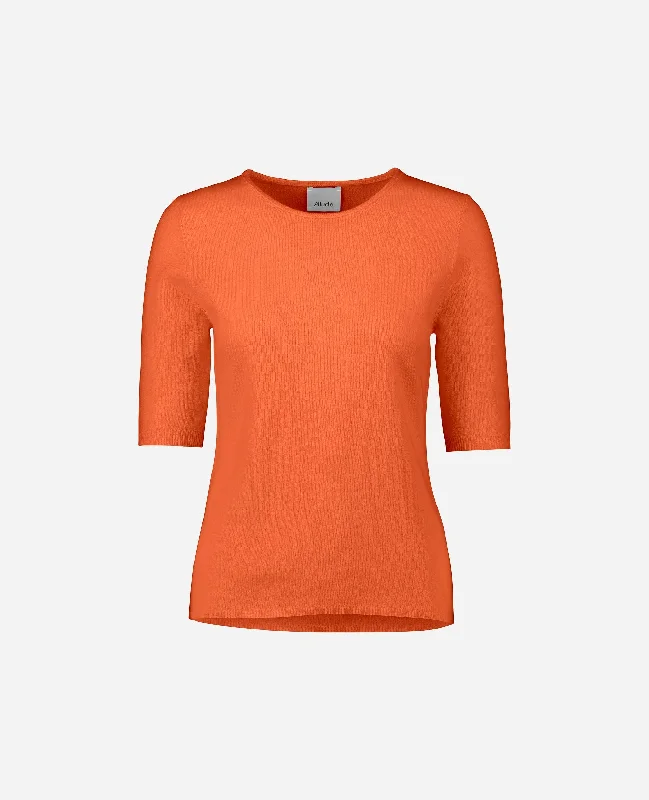 Rundhals Pullover aus Cashmere-Mischung in Orange