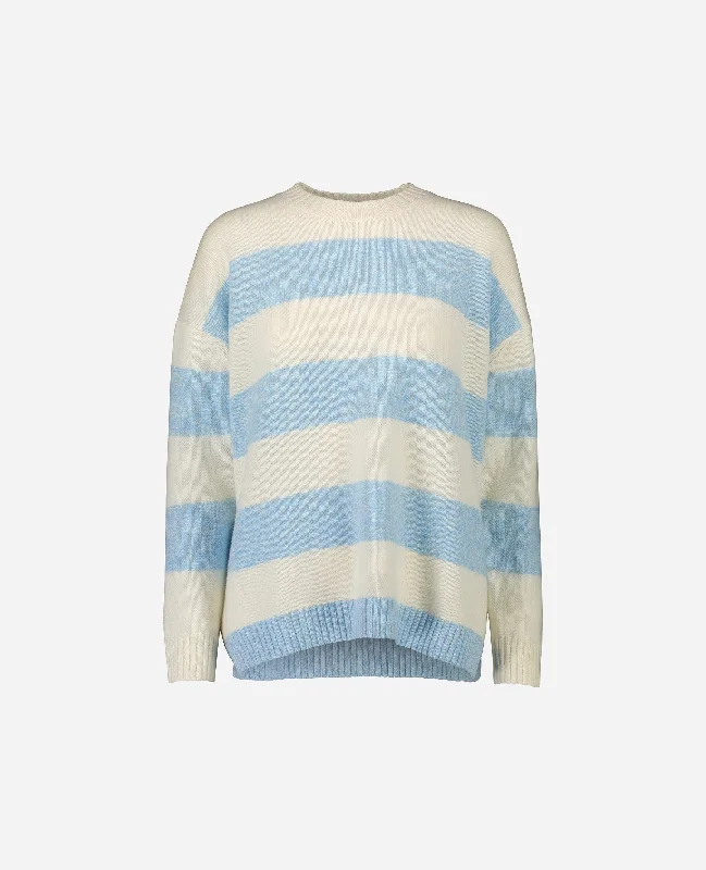 Rundhals Pullover aus Cashmere-Mischung in Weiß