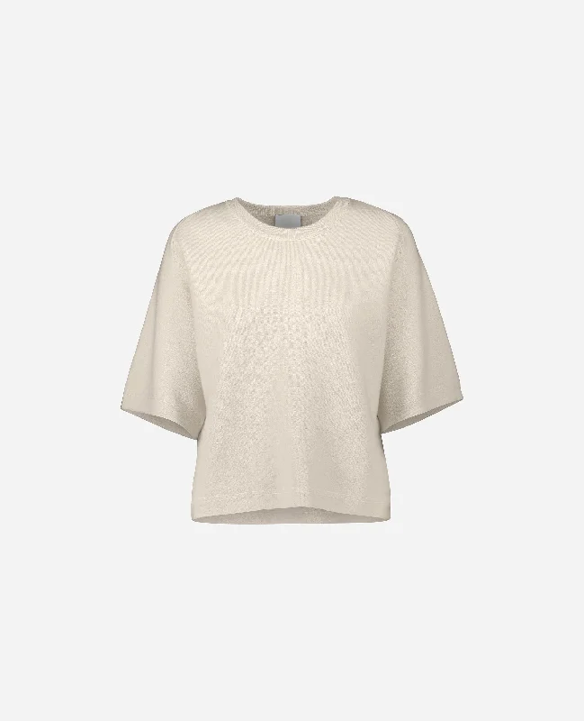 Rundhals Pullover aus Cashmere-Mischung in Creme