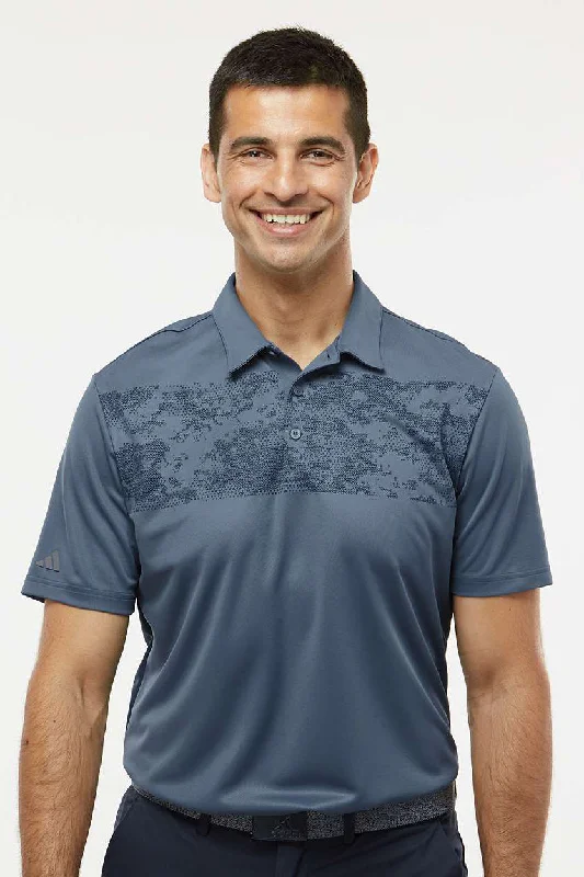 Adidas Mens Camo Chest Print Short Sleeve Polo Shirt - Tech Ink