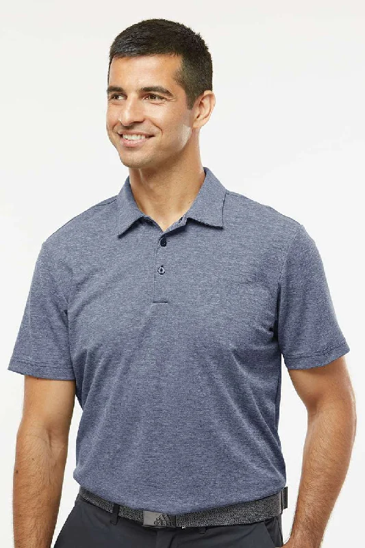 Adidas Mens Heathered Short Sleeve Polo Shirt - Collegiate Navy Blue Melange