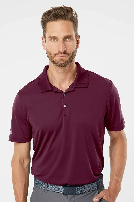 Adidas Mens Performance UPF 50+ Short Sleeve Polo Shirt - Maroon