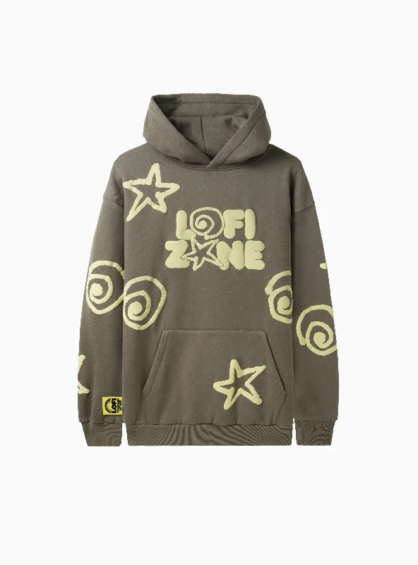 All Over Shapes Hoodie Washed Brown