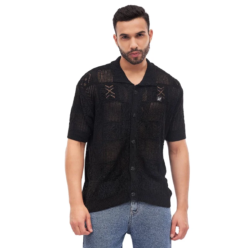 Black Crochet Knitted Shirt